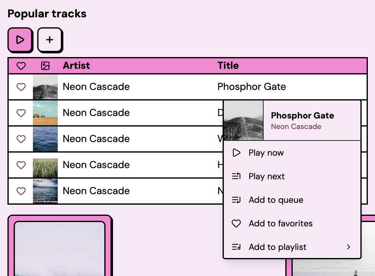 The three-dot menu on a track showing all available actions